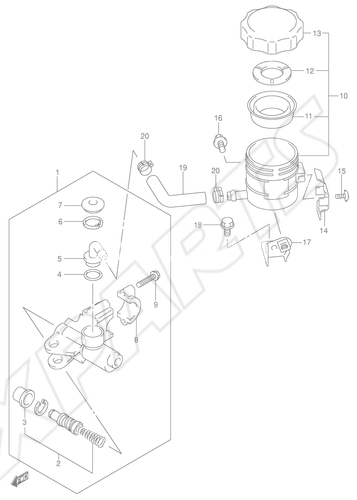 Bild für Kategorie FRONT MASTER CYLINDER (SV650SX/ SUX/ SY/ SUY/ SK1/ SK2/ SUK2)